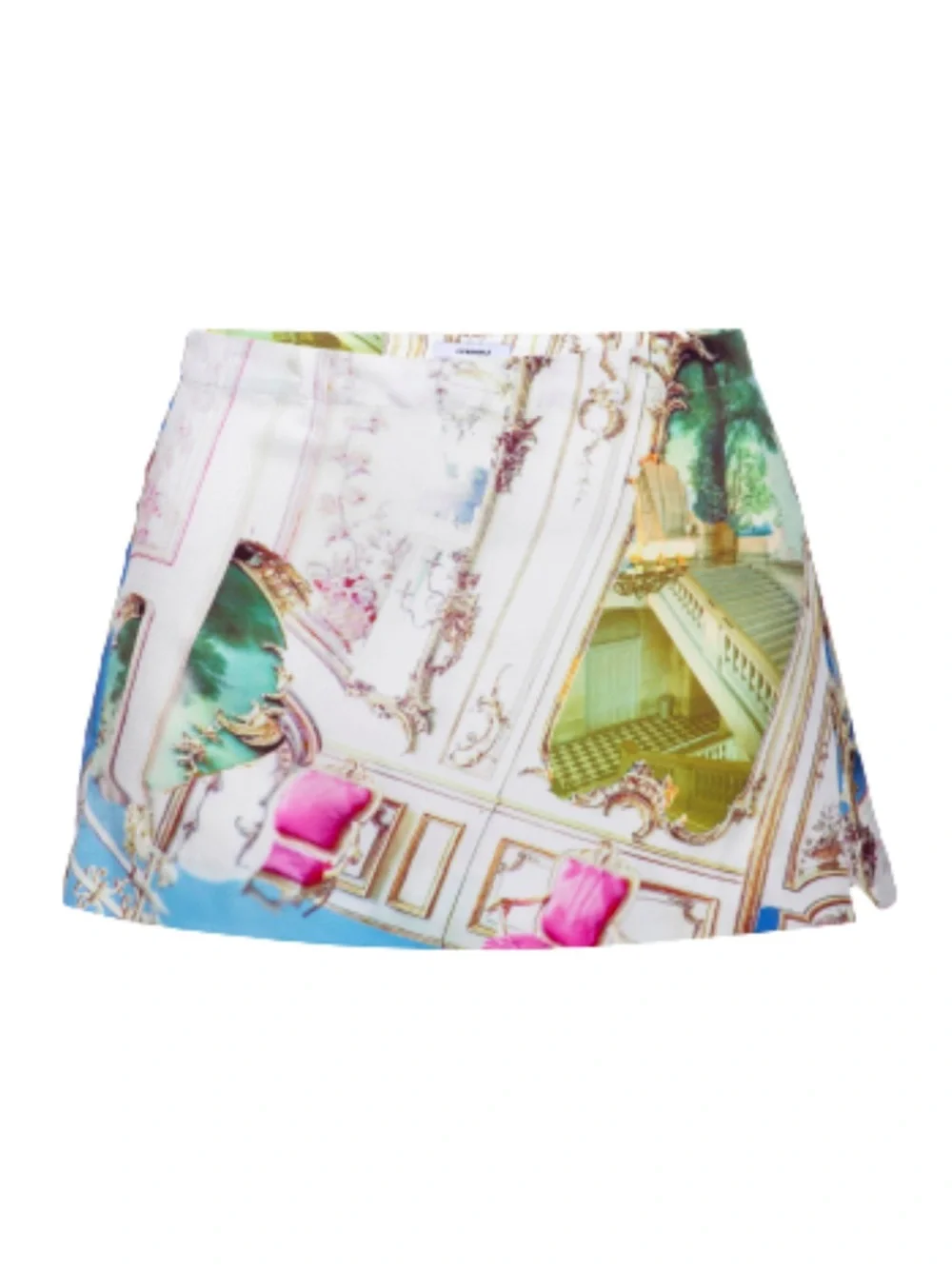 Miaou Cream Multicolor Baroque Print Mini Skirt